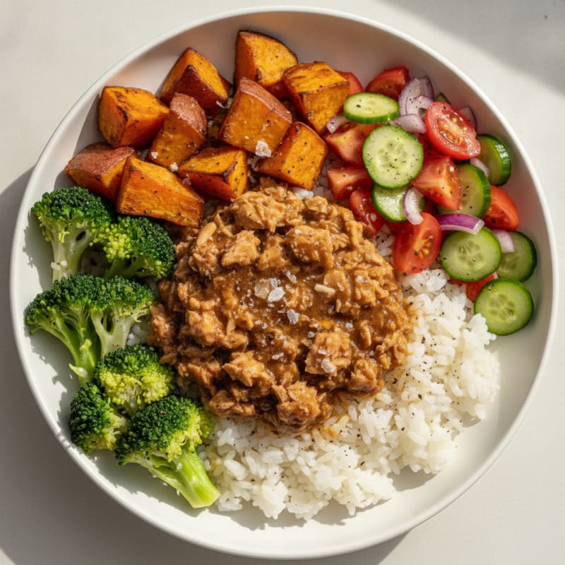 Tuna and Roasted Sweet Potato Rice Bowl