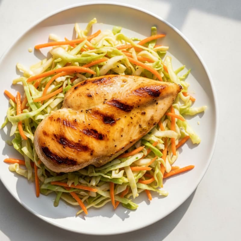 Grilled Chicken Breast with Crunchy Cabbage Slaw
