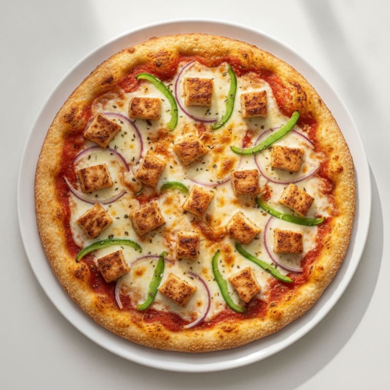 Crispy Chicken Breast Pizza with High-Fiber Veggie Crust and Light Mozzarella