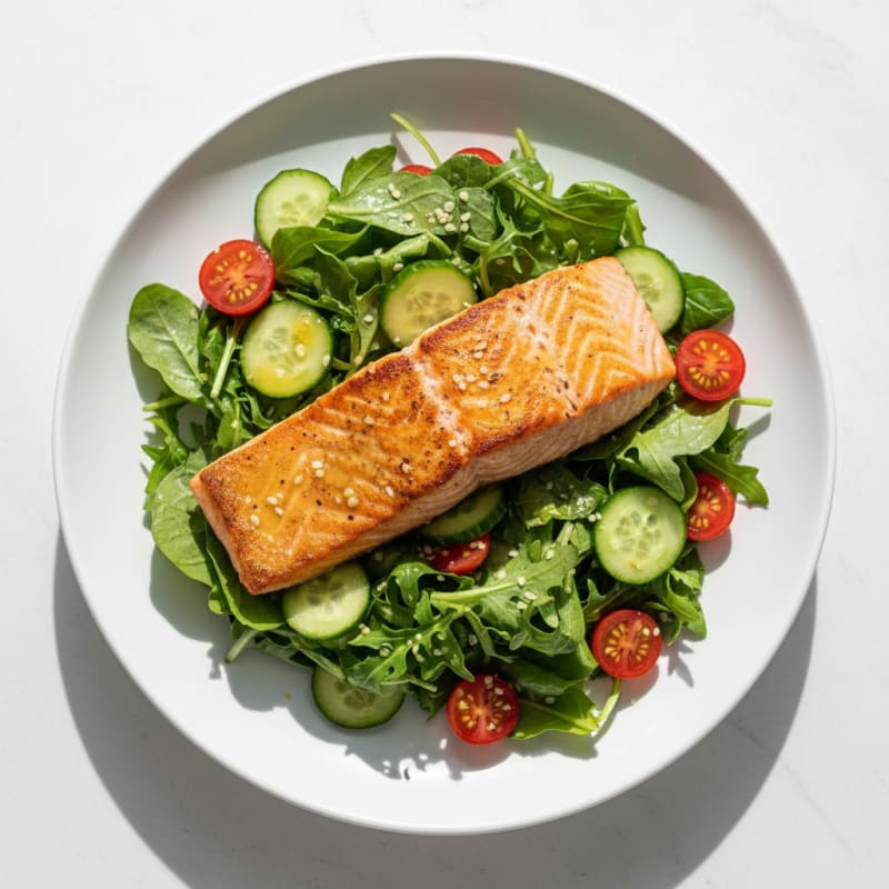 Pan-Seared Salmon with Garden Salad