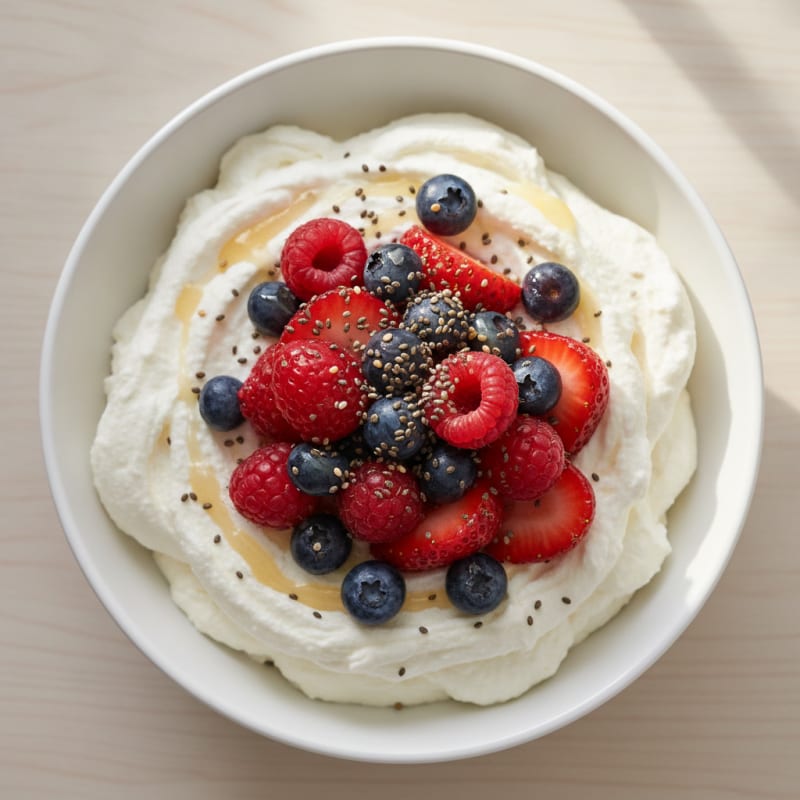 Greek Yogurt Protein Mousse with Mixed Berries