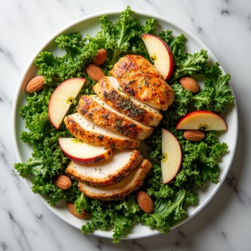 Harvest Crunch Kale-Arugula Salad with Herb-Seared Chicken