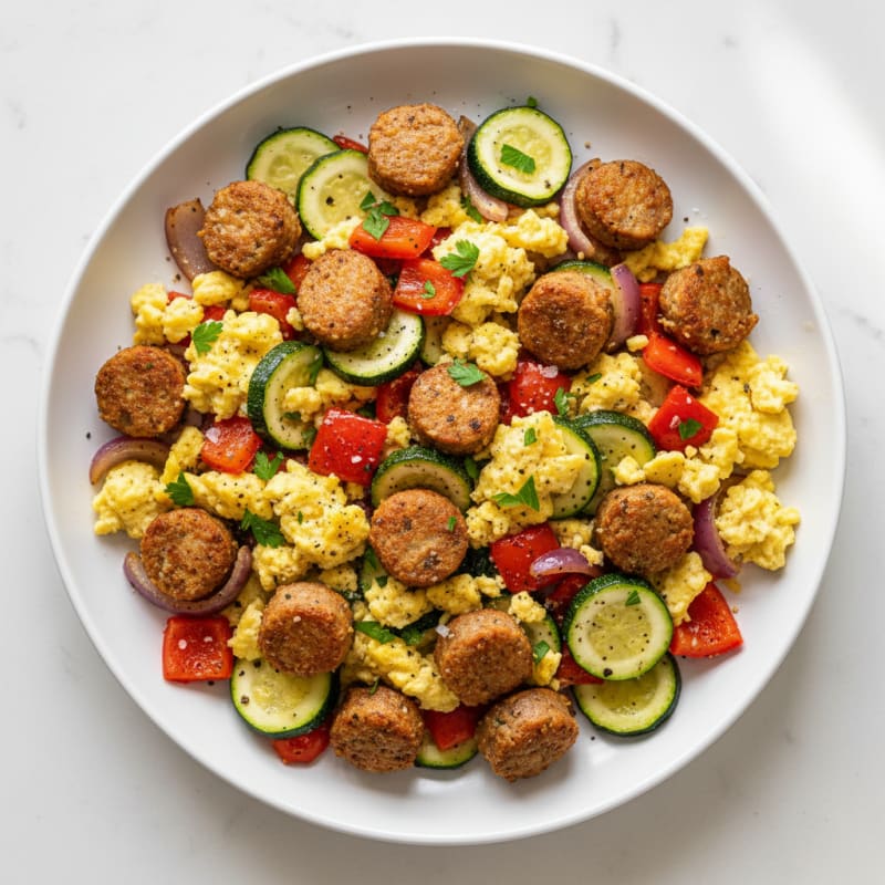 Sheet Pan Sausage and Veggie Scramble
