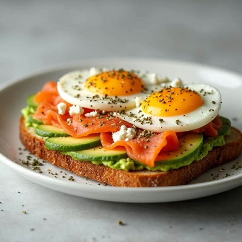 Jammy Egg Smashed Avocado Toast with Everything Seasoning