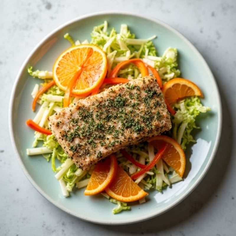 Herb-Crusted Seared Tuna with Citrus Slaw