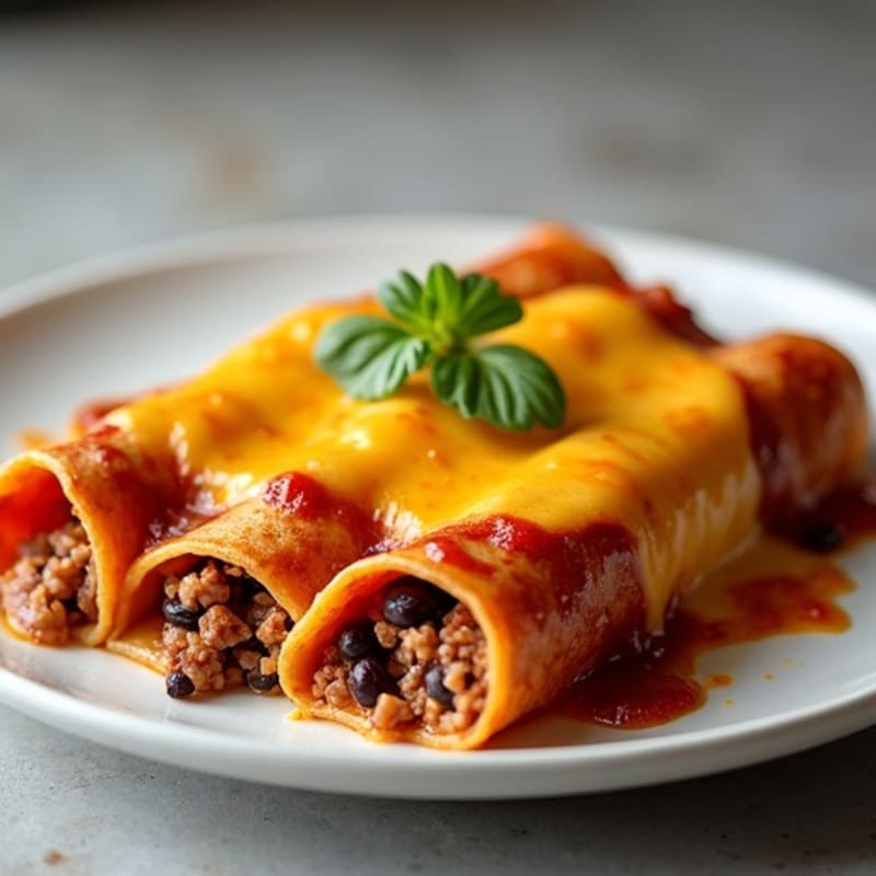 Baked Cheesy Beef and Bean Enchiladas