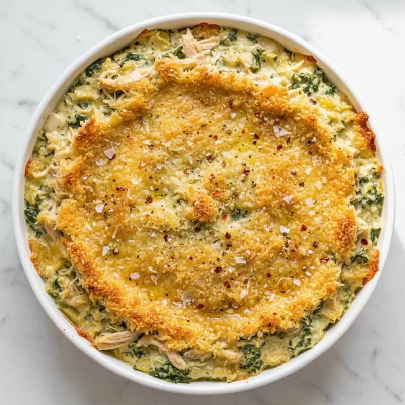 Creamy Spinach Artichoke Dip with Golden Crust