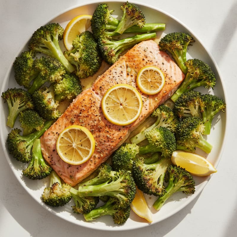 Sheet Pan Lemon Herb Salmon and Broccoli