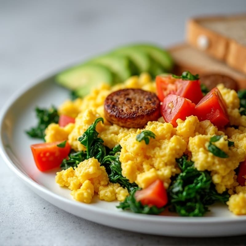Egg White and Turkey Sausage Scramble with Spinach
