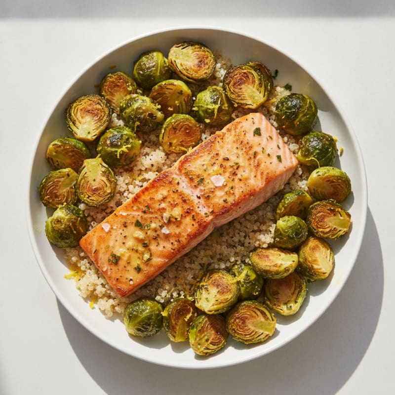 Sheet Pan Lemon Herb Salmon and Brussels