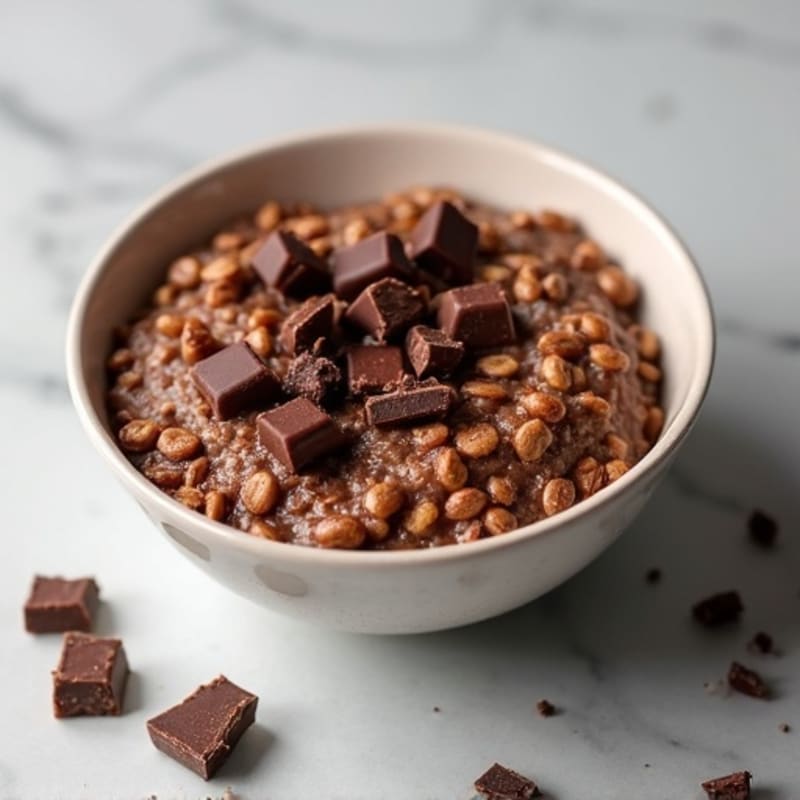 Chocolate Protein Oatmeal with Dark Chocolate Chunks