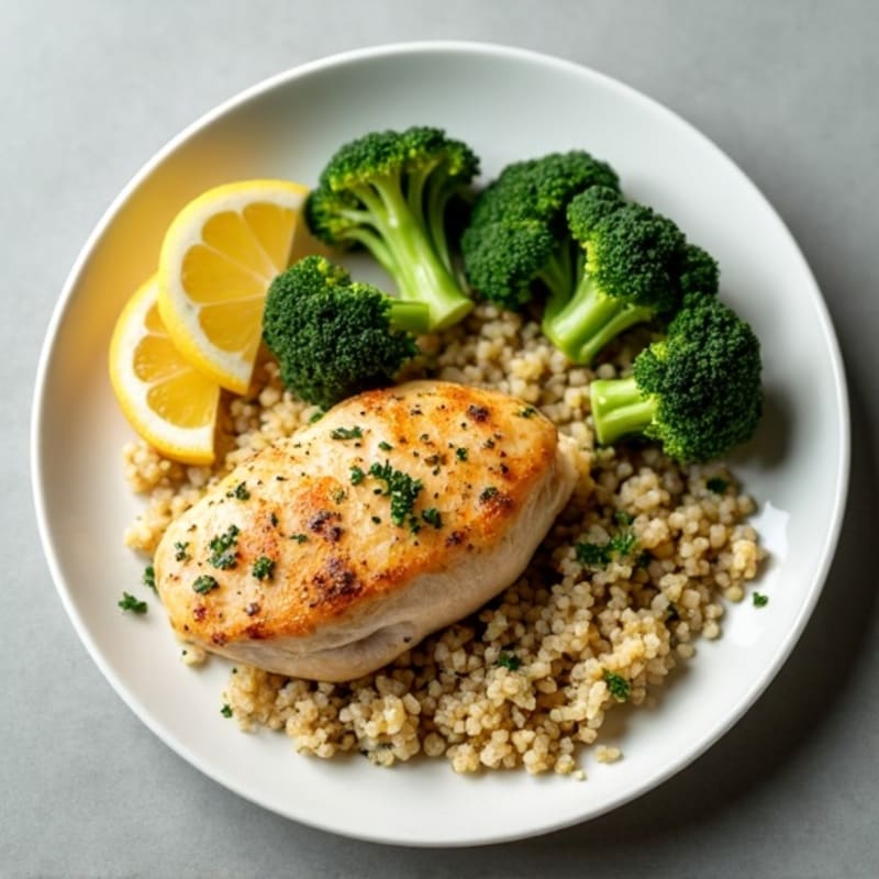 Lemon-Herb Chicken with Quinoa and Roasted Broccoli