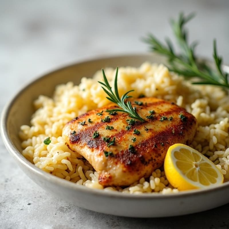 Herb-Roasted Chicken with Lemon Garlic Rice