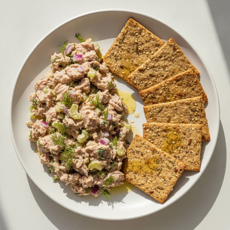 Zesty Flaked Tuna with Seeded Herb Crackers
