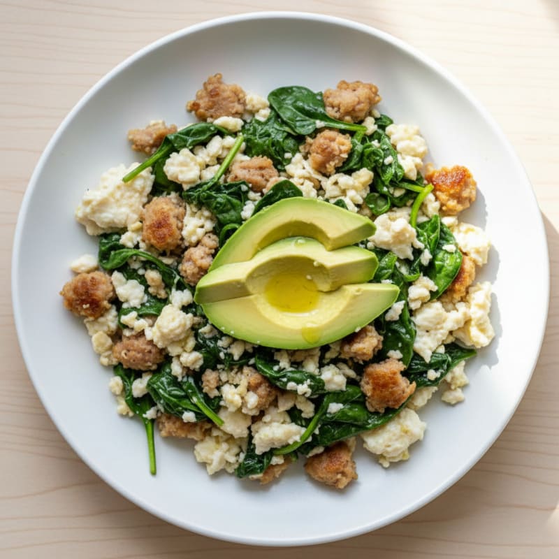 Egg White Scramble with Spinach and Turkey Sausage