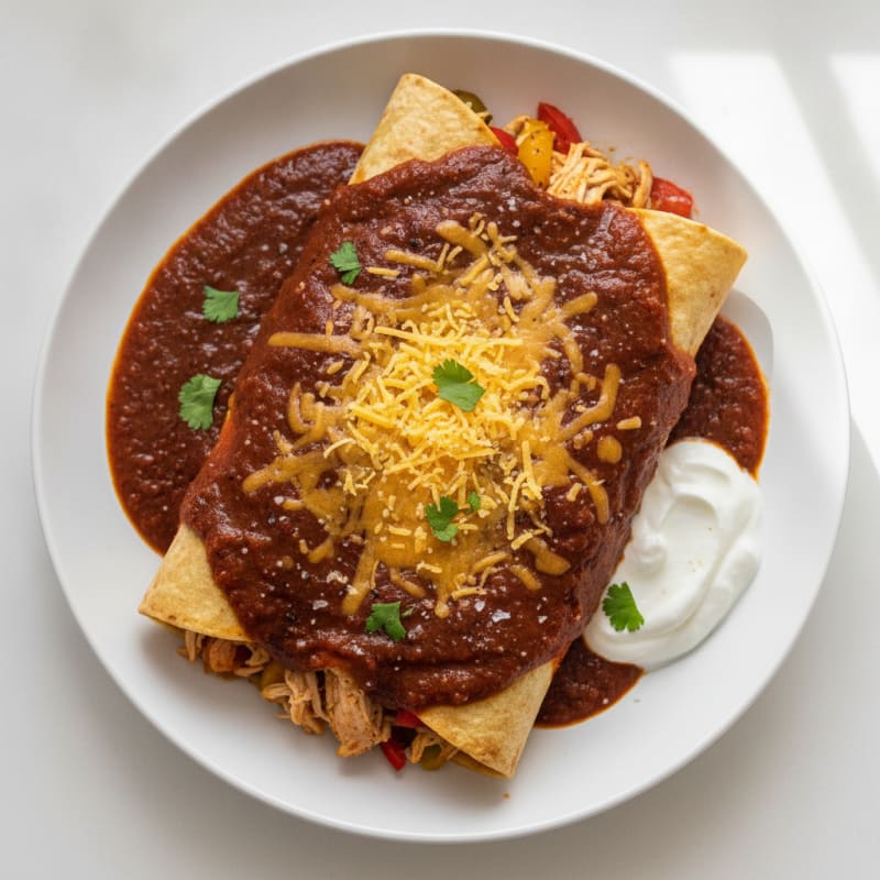 Chicken Enchiladas with Ancho Chili Sauce