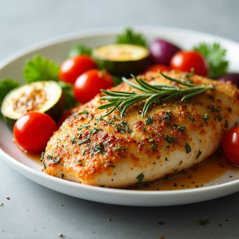 Herb-Crusted Pan Seared Chicken with Roasted Vegetables