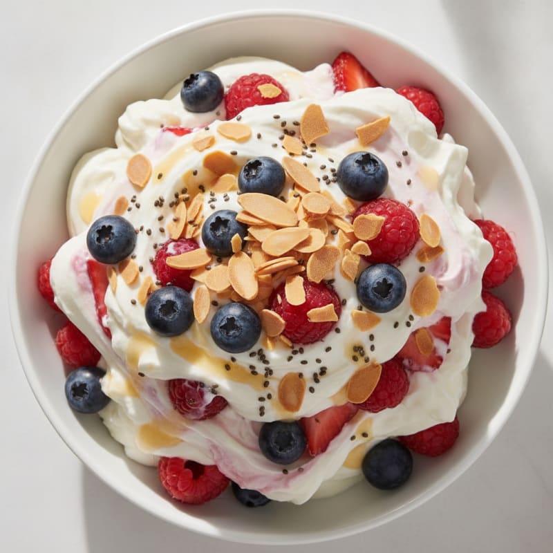 Greek Yogurt Protein Mousse with Mixed Berries