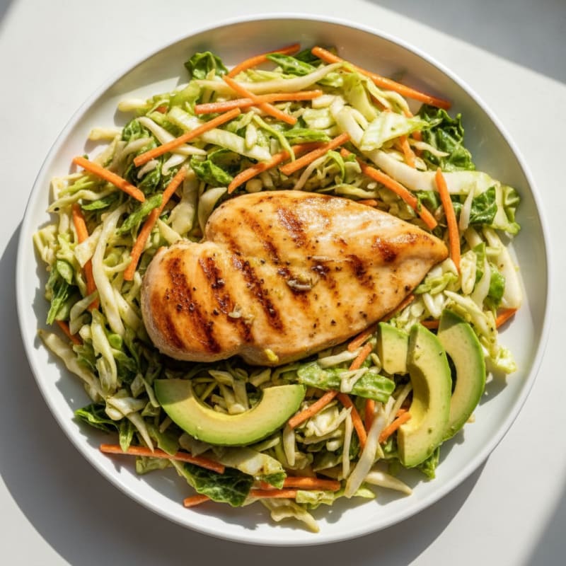 Grilled Chicken Breast with Crunchy Cabbage Slaw