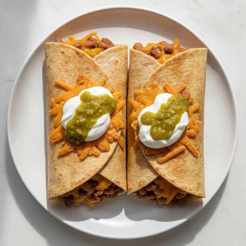 Cheesy Refried Bean Burritos