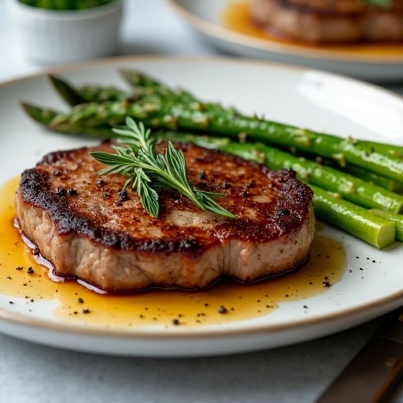 Pan-Seared Ribeye Steak with Roasted Asparagus