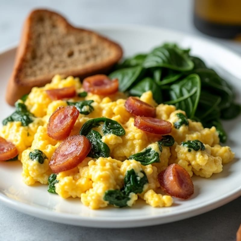 Egg White Scramble with Spinach and Turkey Bacon