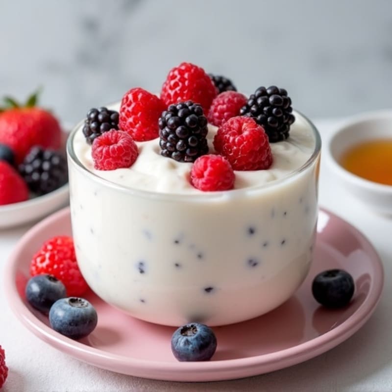 Greek Yogurt Protein Mousse with Mixed Berries