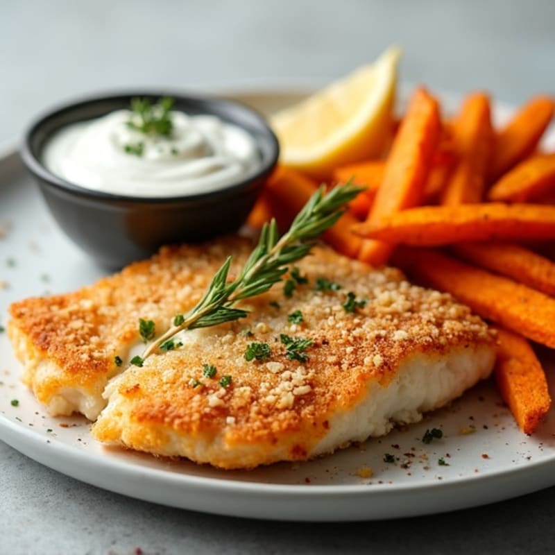 Crispy Baked Cod with Crispy Roasted Sweet Potato Fries