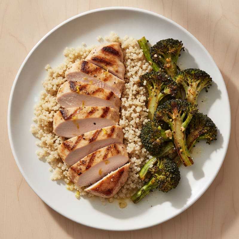 Grilled Turkey Breast with Quinoa and Roasted Broccoli