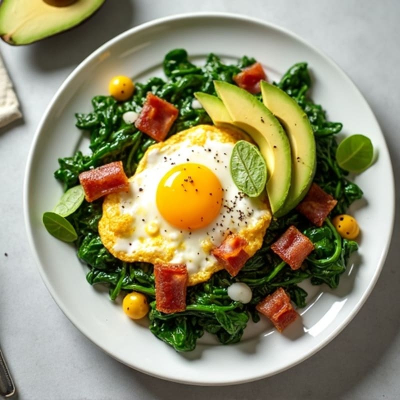 Egg White Spinach Scramble with Turkey Bacon