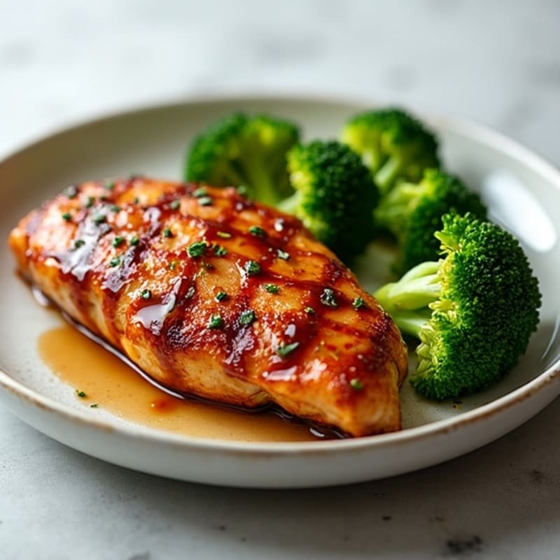 Crispy Pan-Seared Teriyaki Chicken with Steamed Broccoli