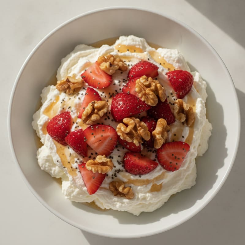 Creamy Greek Yogurt with Protein Powder and Fresh Berries