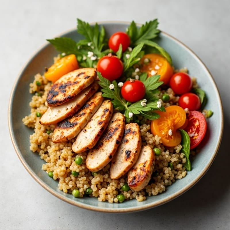 Grilled Chicken and Quinoa Bowl with Roasted Vegetables