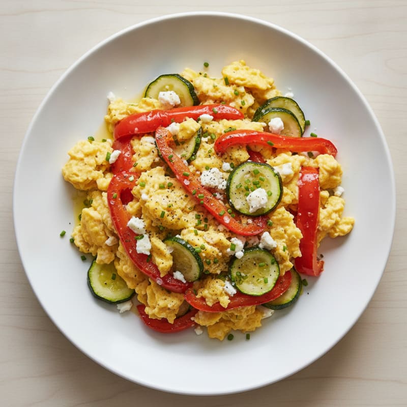 Hearty Scrambled Eggs with Roasted Vegetables