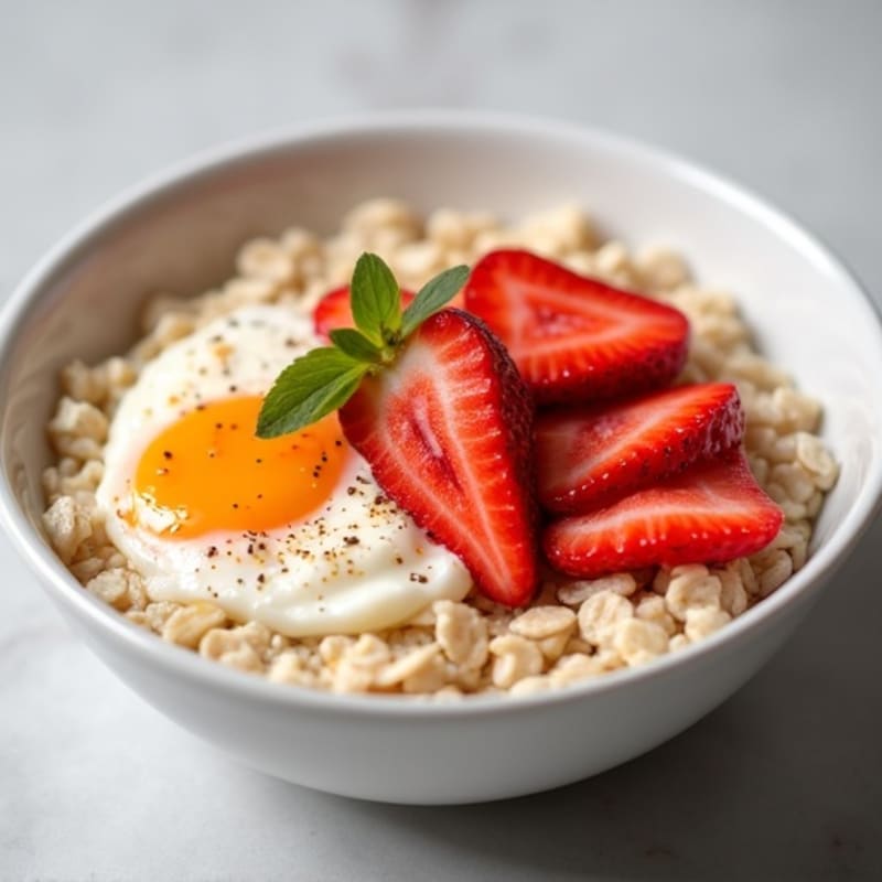 Egg White Oatmeal with Sliced Strawberries