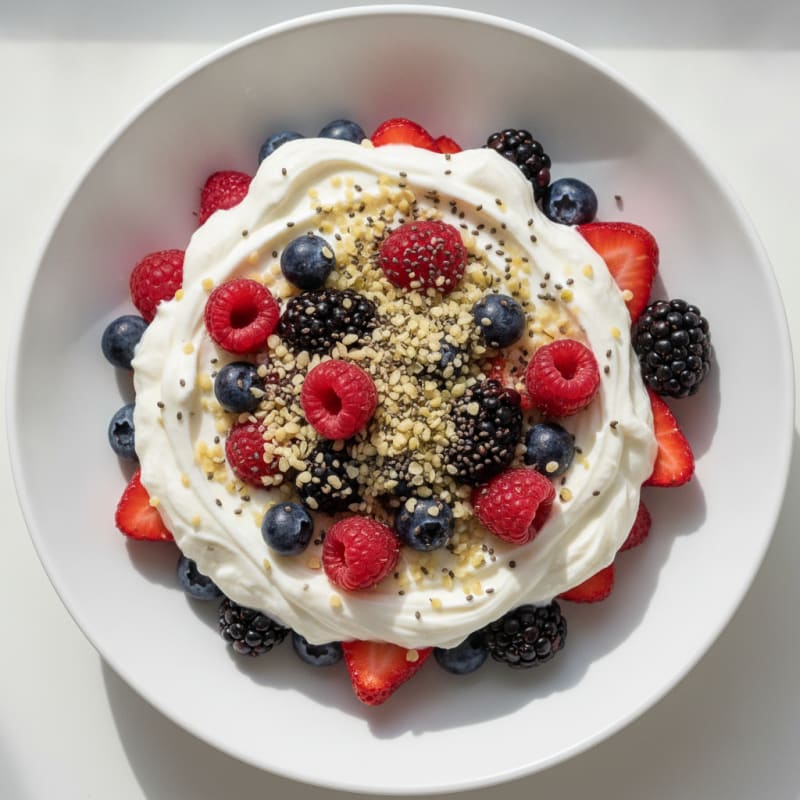 High-Protein Greek Yogurt Parfait with Mixed Berries