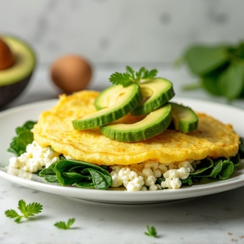 Egg White Spinach Omelet with Cottage Cheese