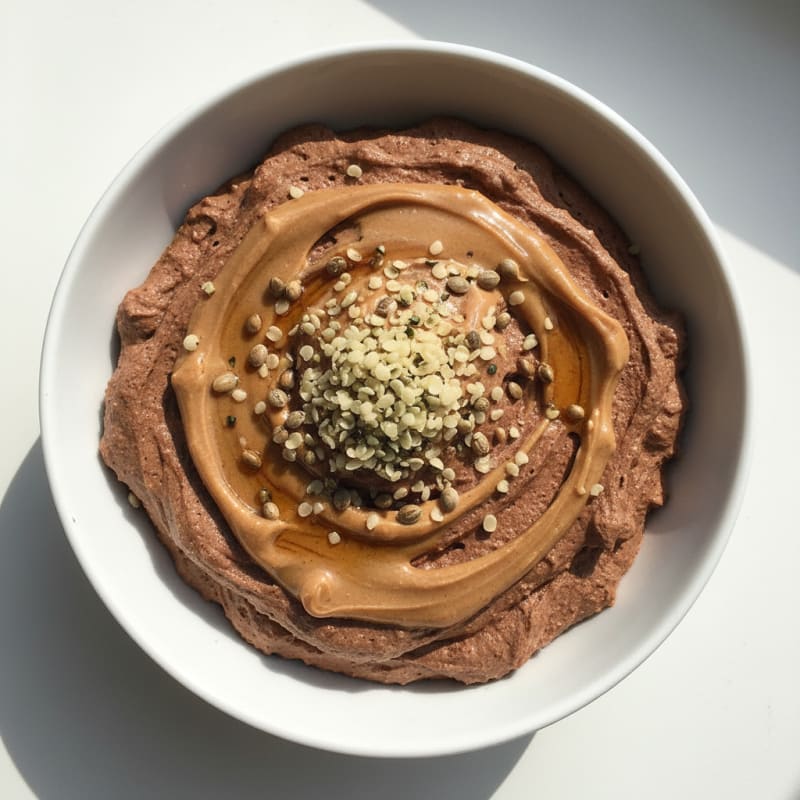 Chocolate Protein Mousse with Peanut Butter Swirl
