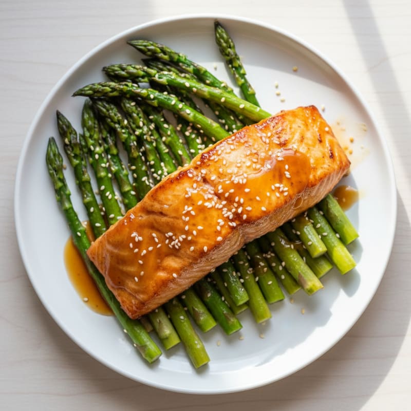 Golden Teriyaki-Glazed Salmon with Roasted Asparagus