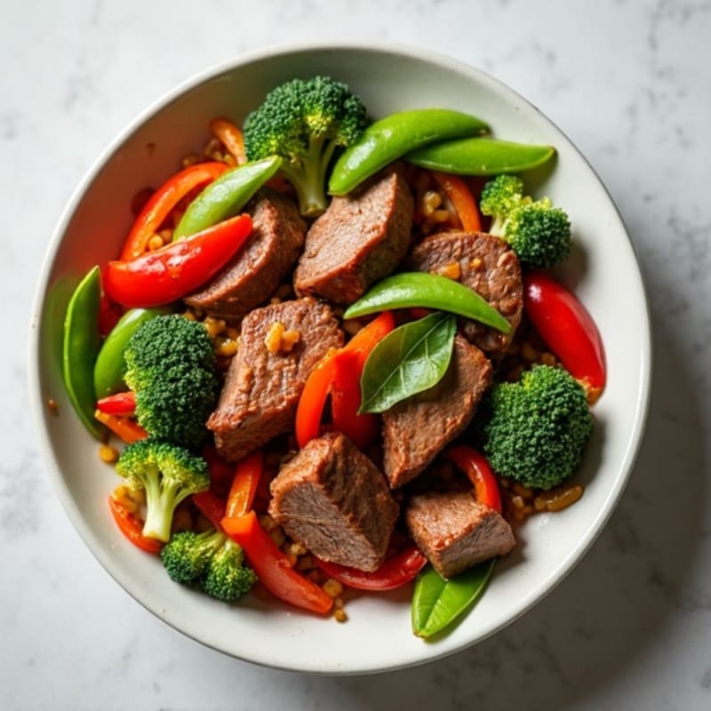 Garlic-Soy Marinated Beef Stir-Fry with Crisp Vegetables