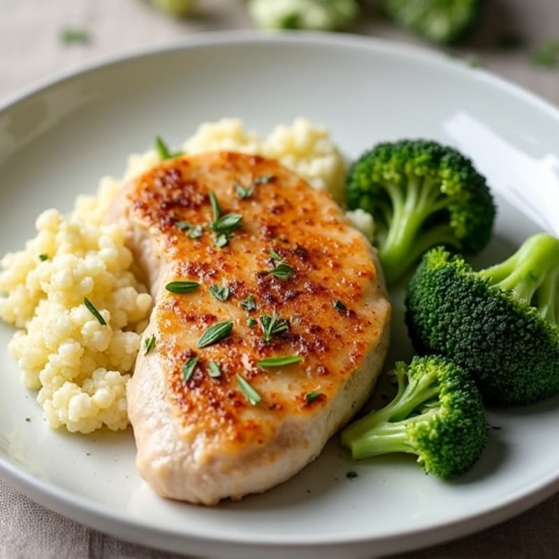 Seared Turkey Breast with Roasted Broccoli and Cauliflower Mash