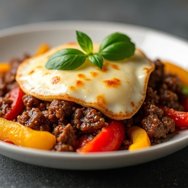 Lean Sautéed Beef with Peppers, Onions, and Melty Provolone
