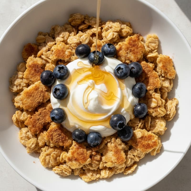 Crispy Egg White and Oatmeal Power Bowl with Greek Yogurt