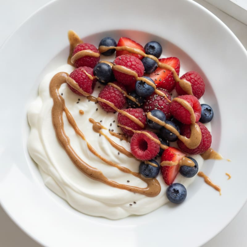 Silky Greek Yogurt Protein Pudding with Mixed Berries