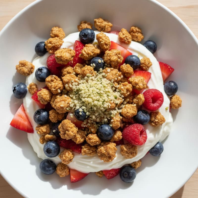 Creamy Greek Yogurt Parfait with Mixed Berries and Protein Granola