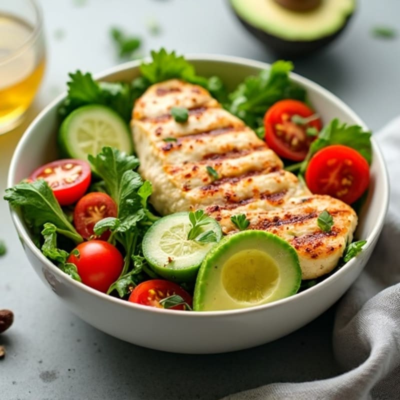 Crisp Avocado and Grilled Chicken Salad Bowl