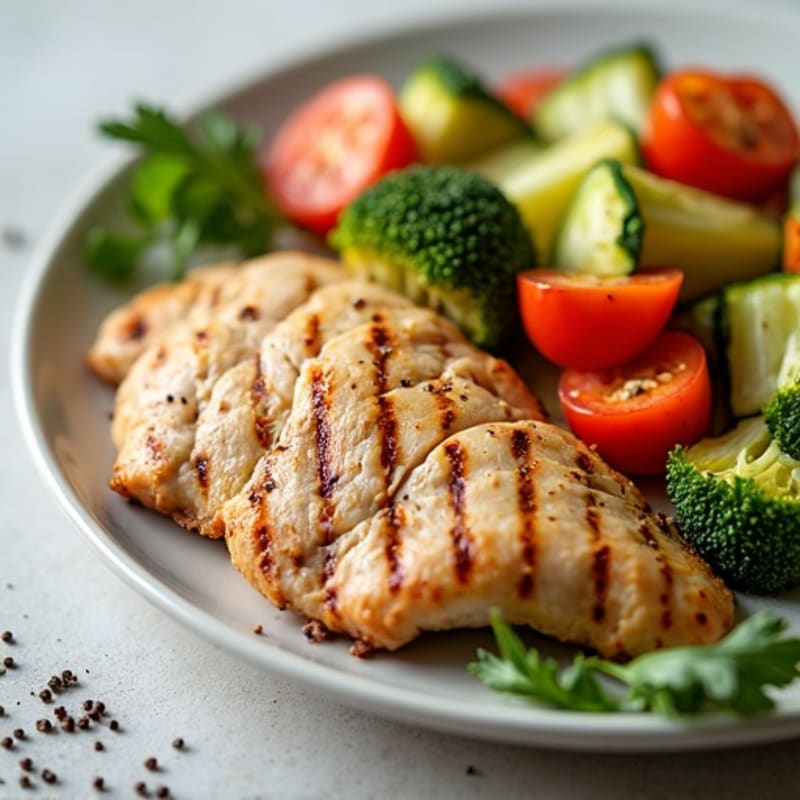 Grilled Turkey Breast with Steamed Mixed Vegetables