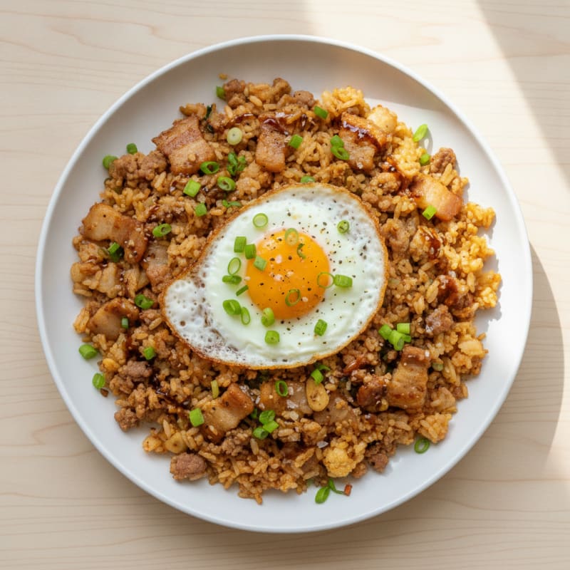 Kimchi Fried Rice with Pork Belly
