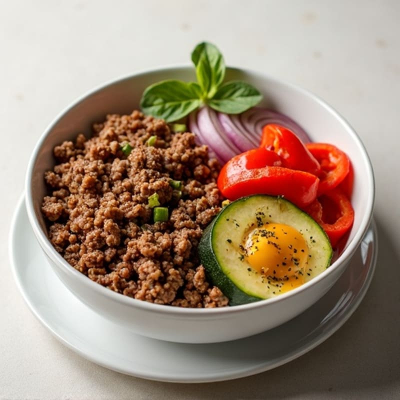 Savory Ground Beef and Roasted Vegetable Bowl
