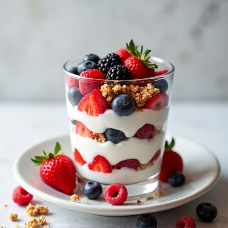 Greek Yogurt Protein Parfait with Mixed Berries